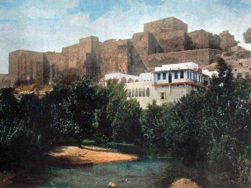 The eastern facade of the Tripoli Citadel overlooking the Abou Ali River (1895 CE).