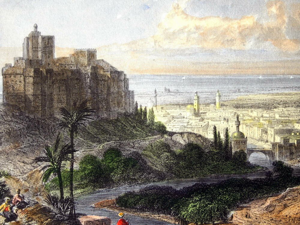 The Tripoli Citaddel. Steel engraving by Rouargue (1862 CE).