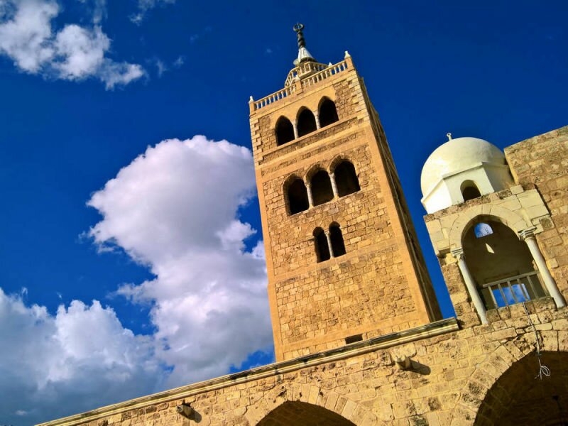 The minaret of the Mansouri Great Mosque.