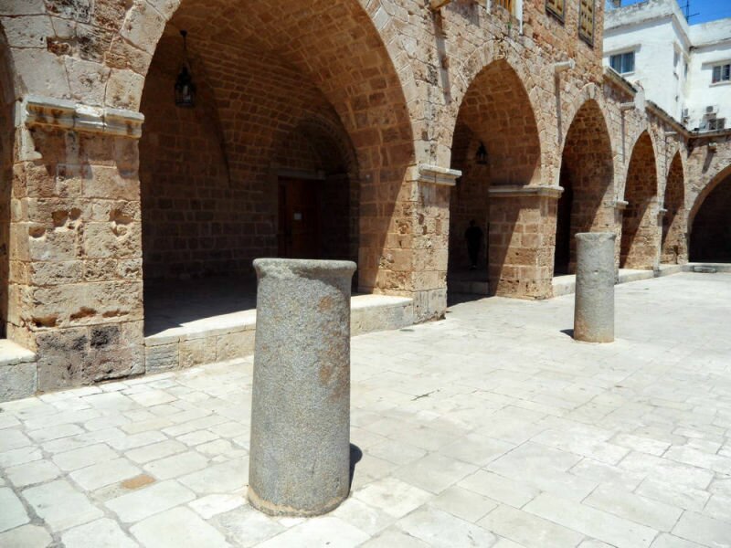 Two granite columns springing from the pavement near the northern courtyard and could be remnants of classical times.